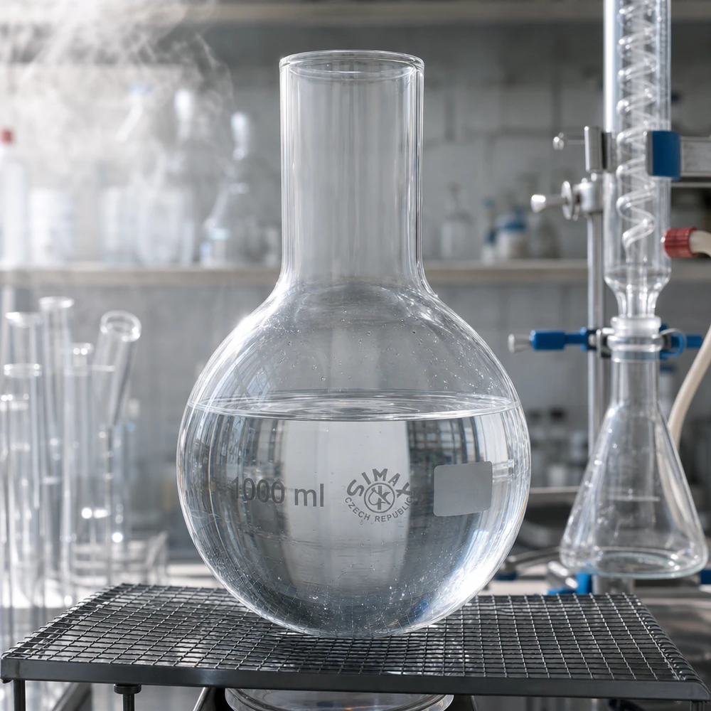 Stehkolben 1000ml Weithals Stehkolben 1000ml Weithals mit langer Röhre für optimale Kühlung und Kondensation
