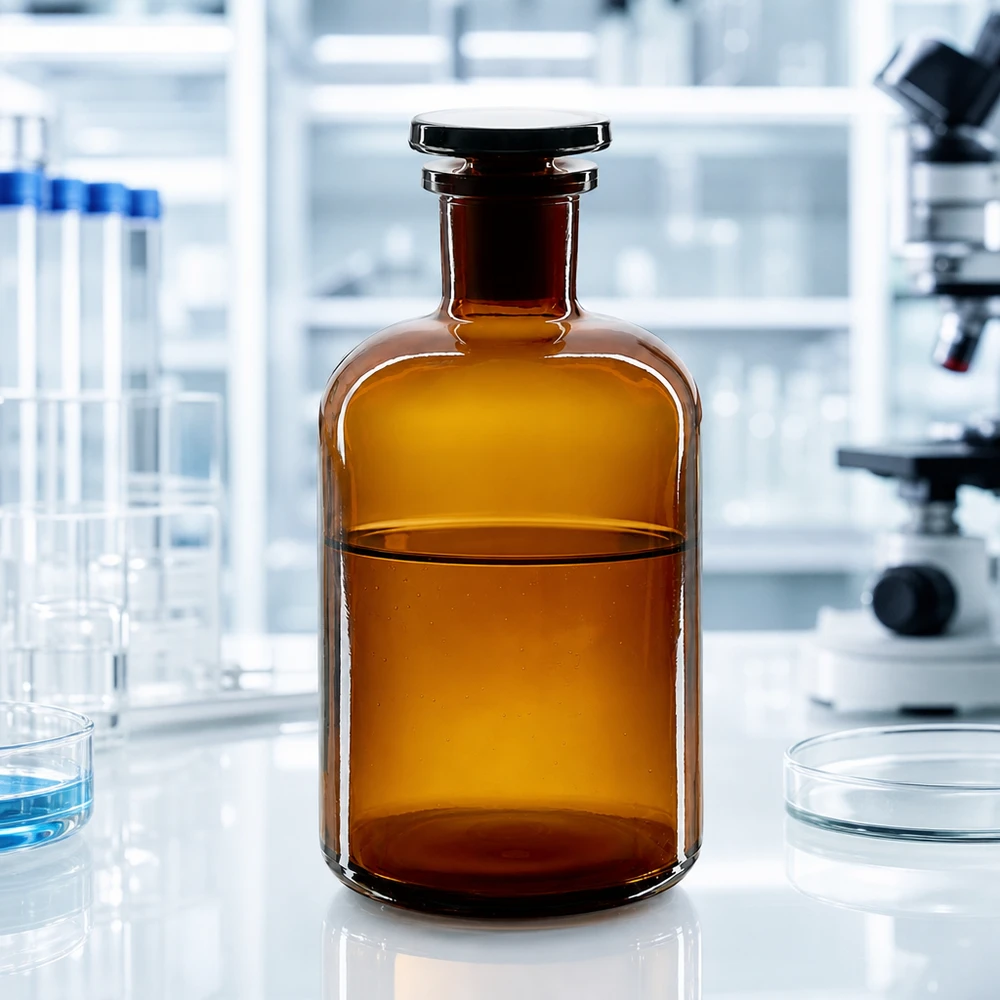 Rundschulterfl. 500ml braun Enghals Glasstopfen 500ml Vorratsflasche Braunglas Enghals Rundschulter für Pharmazie und Forschung