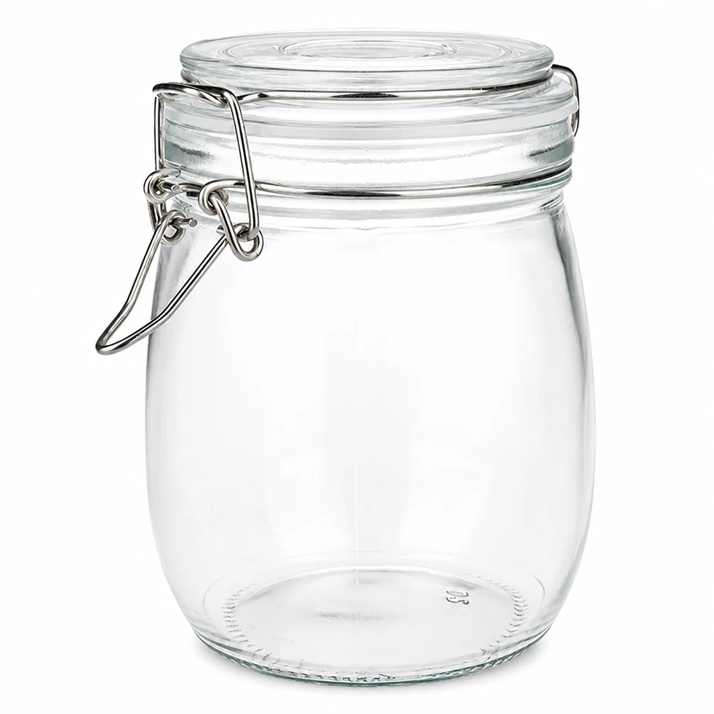 Glasdose 750ml mit praktischem Klappverschluss aus robustem Borosilikatglas