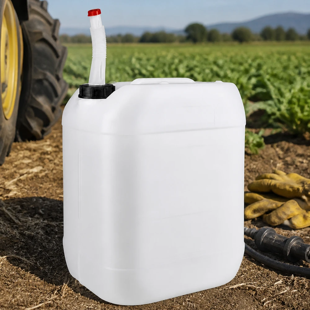 Robuster Agrarkanister 20L mit biegsamem Ausgießer für Düngemittel und Pflanzenschutz