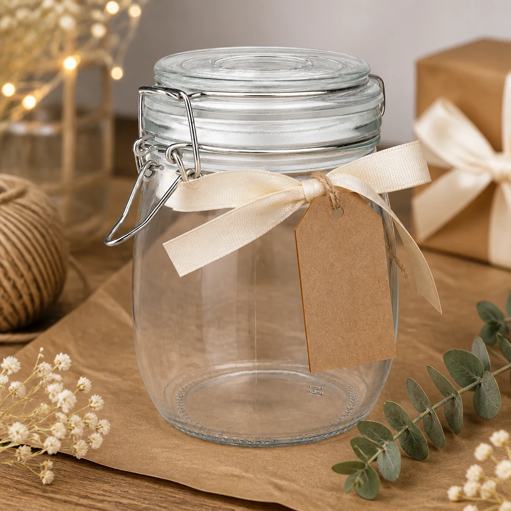 750ml Vorratsglas mit Silikonring und Bügelverschluss UNiTWIST Vintage-Design Vorratsglas 750ml mit klassischem Metallbügel im nostalgischen Landhausstil