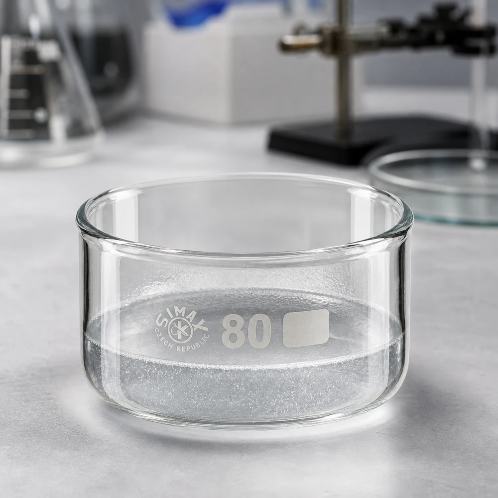 Zylindrische Glasschale ohne Ausguss 80mm Durchmesser 150ml Fassungsvermögen für chemische Analysen