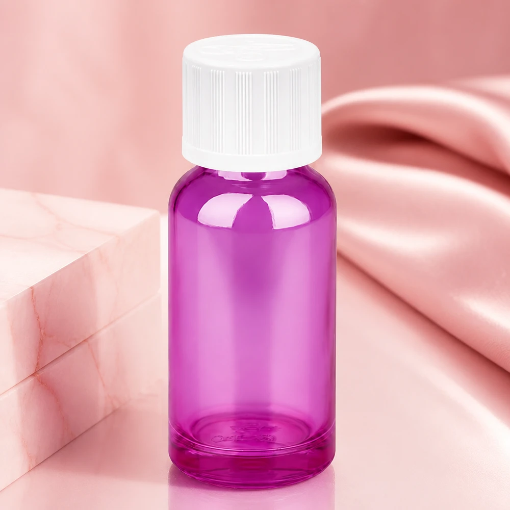 20ml Flasche 11mm Schraubverschluss weiß Standard Kindersicher PurpleLine UT18/20 Transparente lila Glasflasche 20ml mit praktischem Schraubdeckel für DIY Kosmetik und Mischungen
