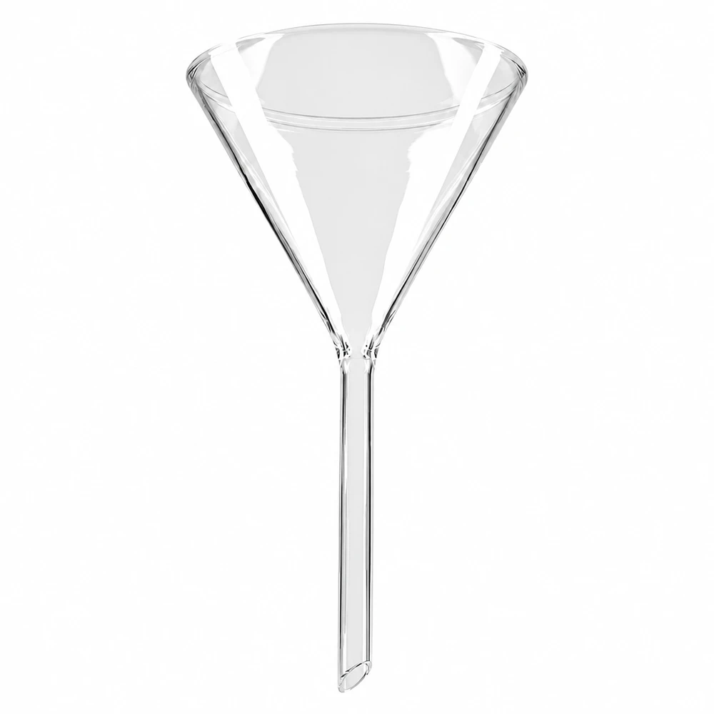 Trichter ø100mm Kalk-Soda, Winkel 60°, Kurzstil Chemie-Trichter 100mm aus Kalk-Soda-Glas mit optimaler 60° Neigung und kurzem Ausguss