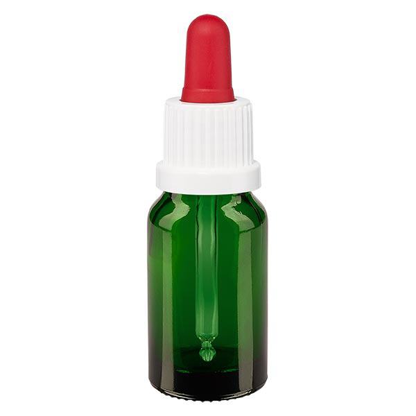 Apothekenflasche grün 10ml Pipette weiß/rot Originalitätsverschluss Apothekenflasche grün 10ml Pipette weiß/rot Originalitätsverschluss