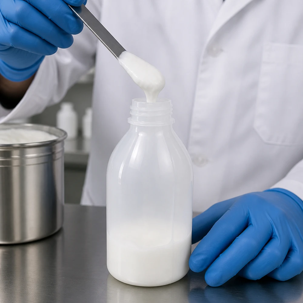 Enghals Laborflasche 250ml geeignet für cremige Formulierungen in pharmazeutischer Produktion