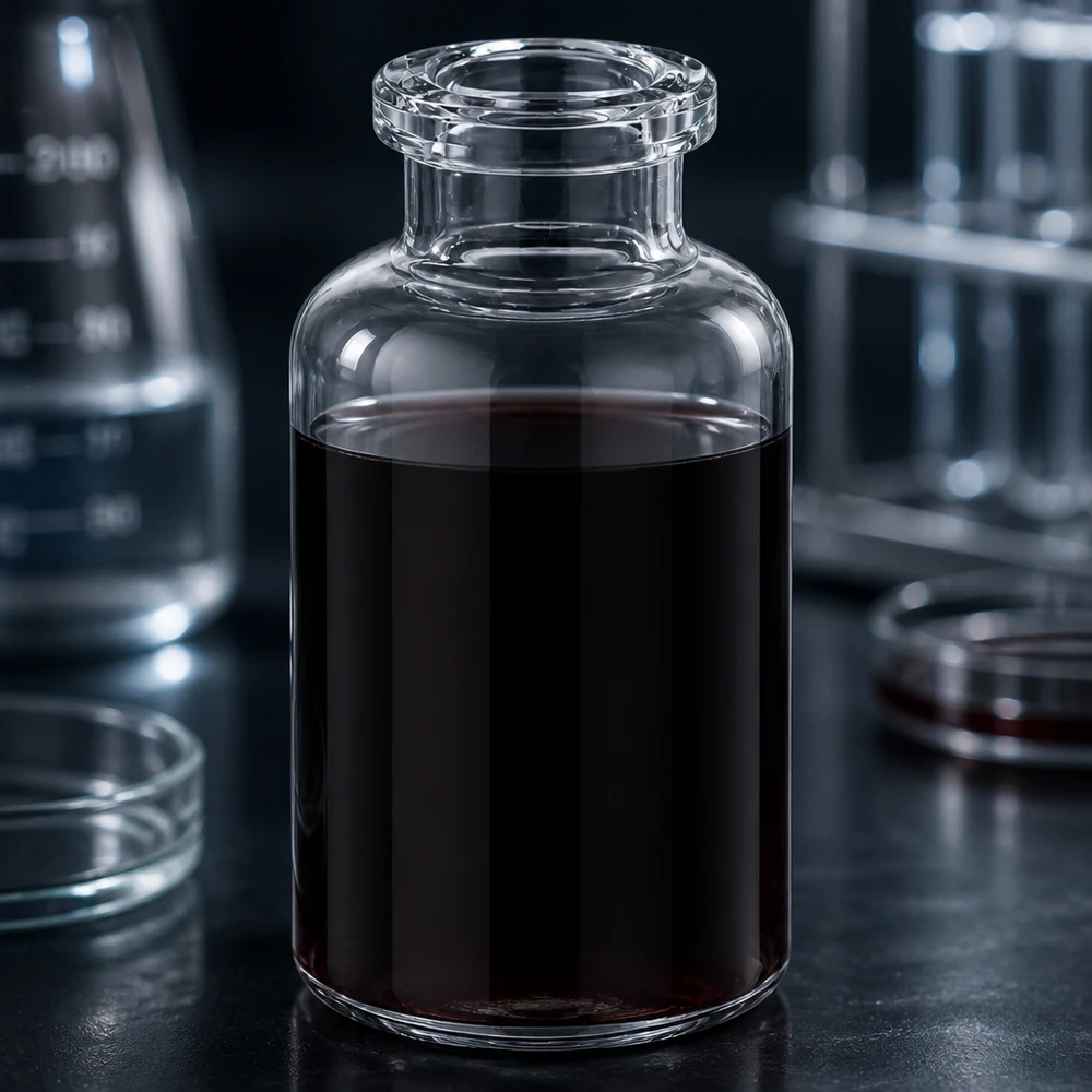 Injektionsflasche Klarglas 20ml Zylindrische Injektionsflasche Klarglas 20ml mit hochviskosem dunklen Präparat befüllt