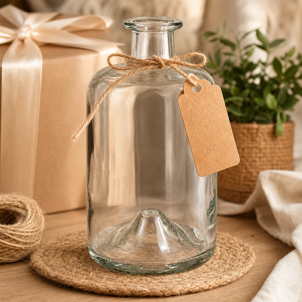 500ml Apothekenflasche "Classic" ohne Verschluss UNiTWIST® Glasflasche Sofia 500ml Vintage-Stil Geschenkverpackung Bastpapier Kraftpapier Anhänger rustikal Deko leer