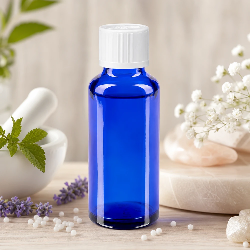 Pharmazeutische Tropfflasche 30ml kobaltblau mit KiSi-Deckel für ätherische Öle und Tinkturen