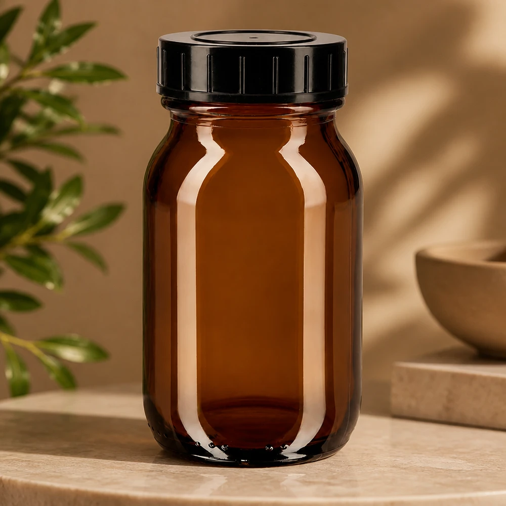 Lichtschutz Braunglasflasche 100ml mit Schraubverschluss für empfindliche Naturprodukte