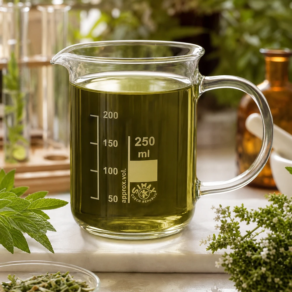 Becherglas 250ml Borosilikatglas, mit Henkel SIMAX Becherglas 250ml mit Henkel und Millimeterskala für Kräuterextrakte und Tinkturen