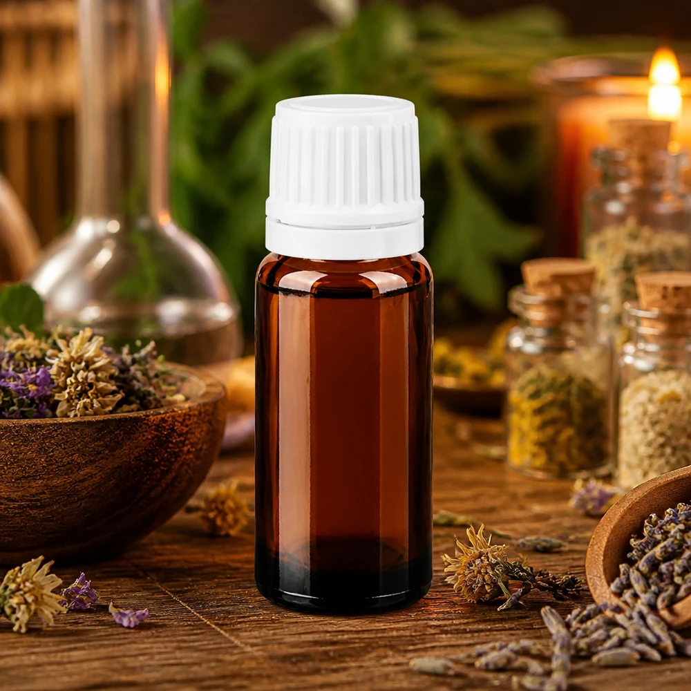 Apothekerglas 10ml amber mit weißem Tropfverschluss und präziser Dosieröffnung 0,7mm