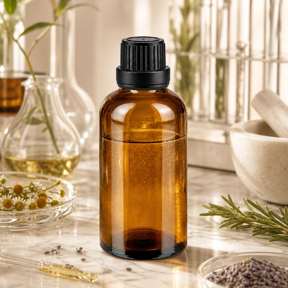 Apothekerflasche Braunglas 50ml mit 11mm OV schwarz für Aromatherapie und ätherische Öle