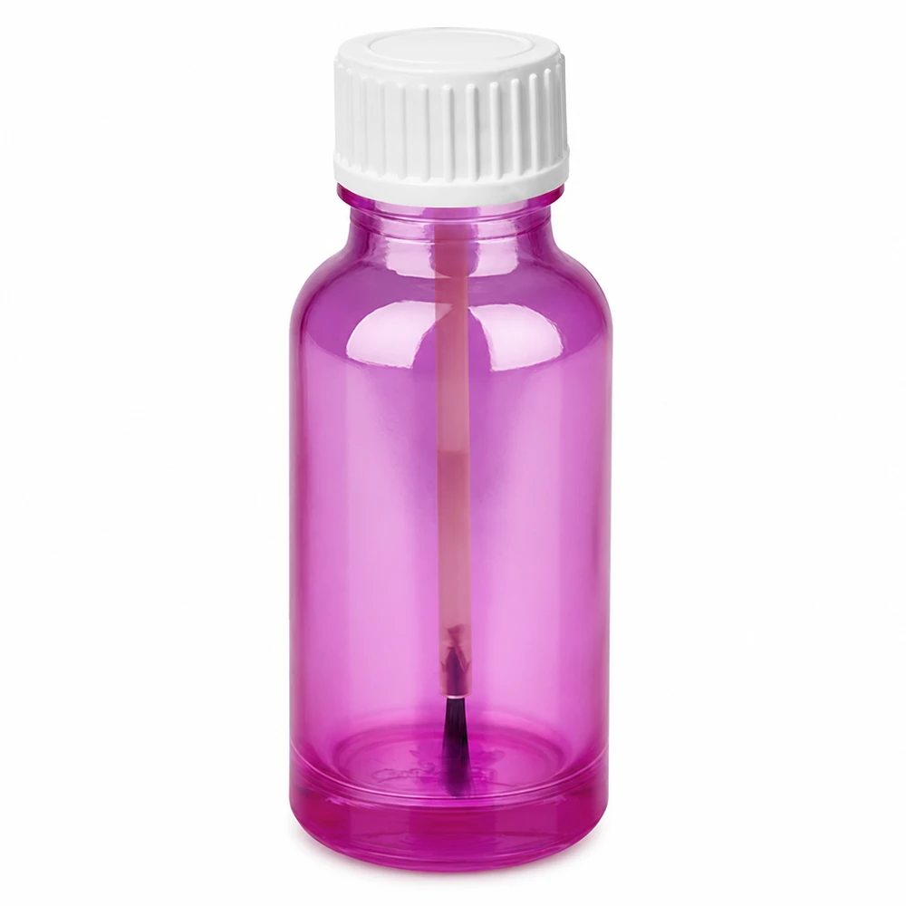 20ml Pinselflasche weiss Standard PurpleLine UT18/20 Transparente lila Flasche 20ml mit weißem Schraubverschluss und Pinseleinsatz