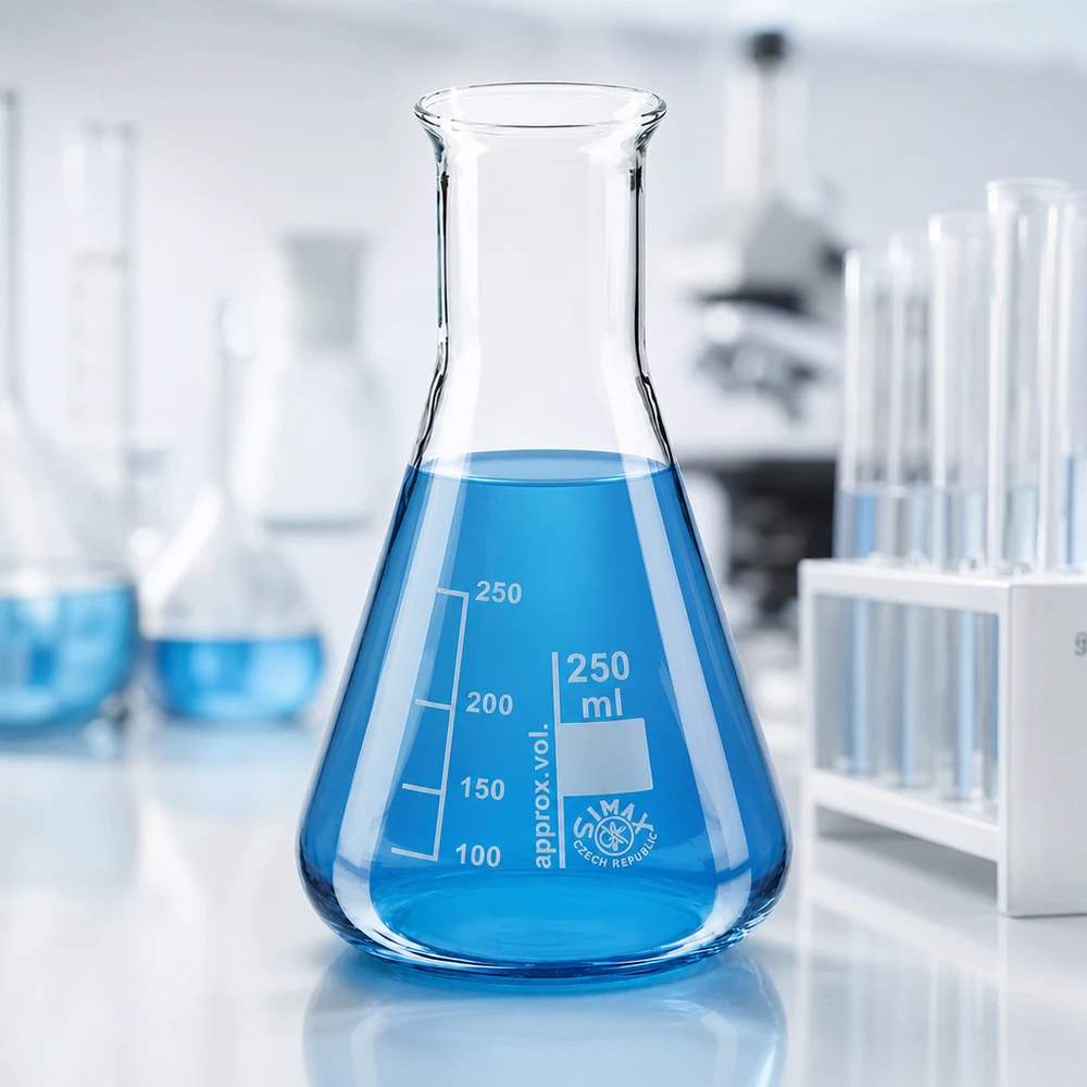 Hochwertiger Borosilikatglas-Erlenmeyerkolben 250ml mit Volumenmarkierung für Forschungslabore