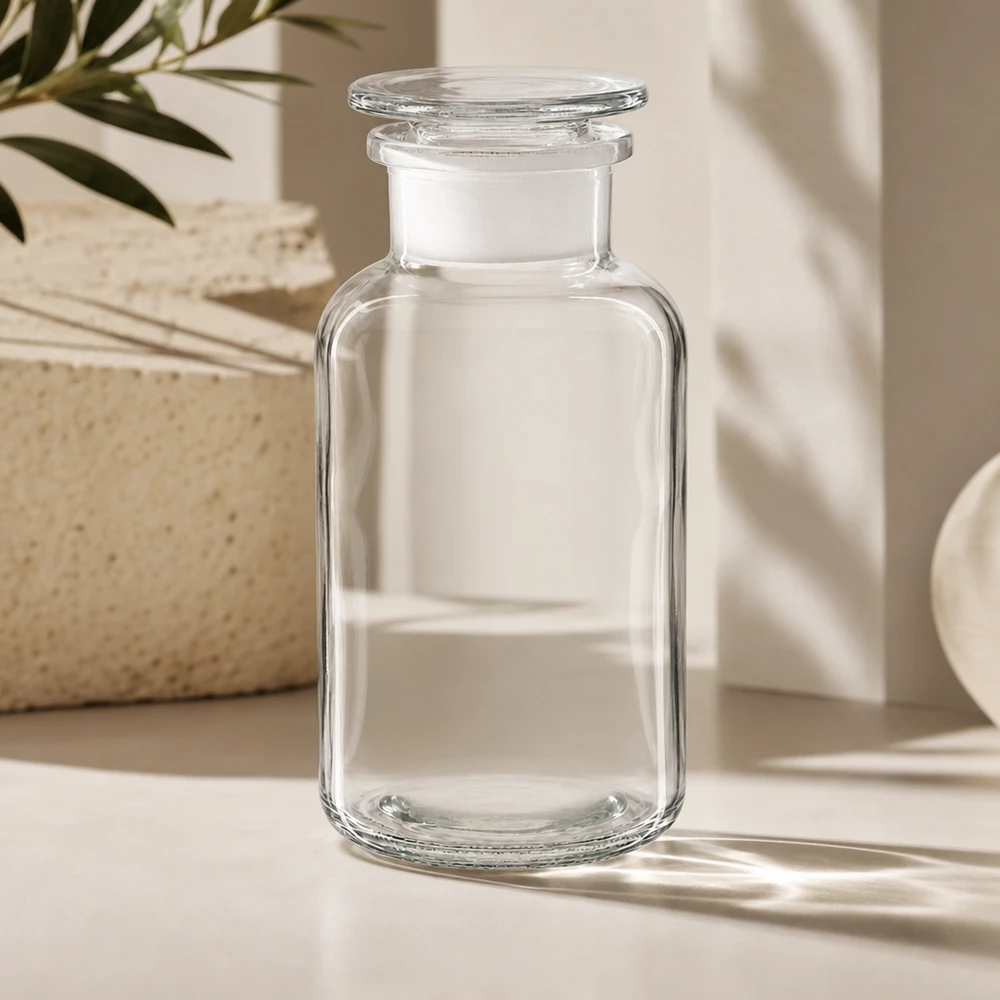 Hochwertige Vorratsflasche 500ml Weithals Klarglas für Öle Tinkturen und Laborchemikalien