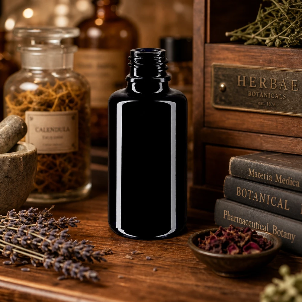 Professionelle 30ml Violettglas Tropfflasche Orion für Apotheken und Heilpraktiker