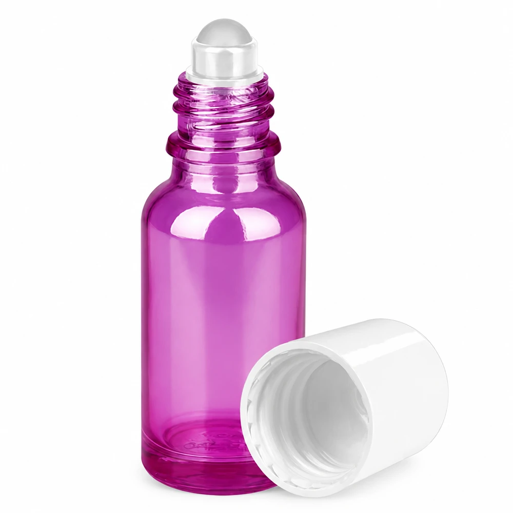 20ml Roll-On Flasche weiss Standard PurpleLine UT18/20 Handliche Roll-On Flasche 20ml in Lila mit Edelstahl-Rollkugel für unterwegs
