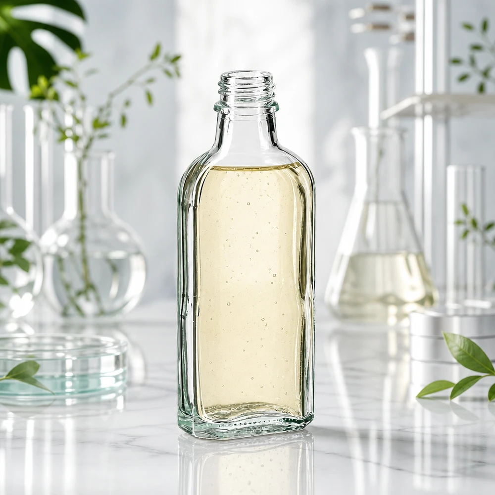 Flache Glasflasche 100 ml klar DIN22 mit Schraubhals zwischen Erlenmeyerkolben und Petrischalen