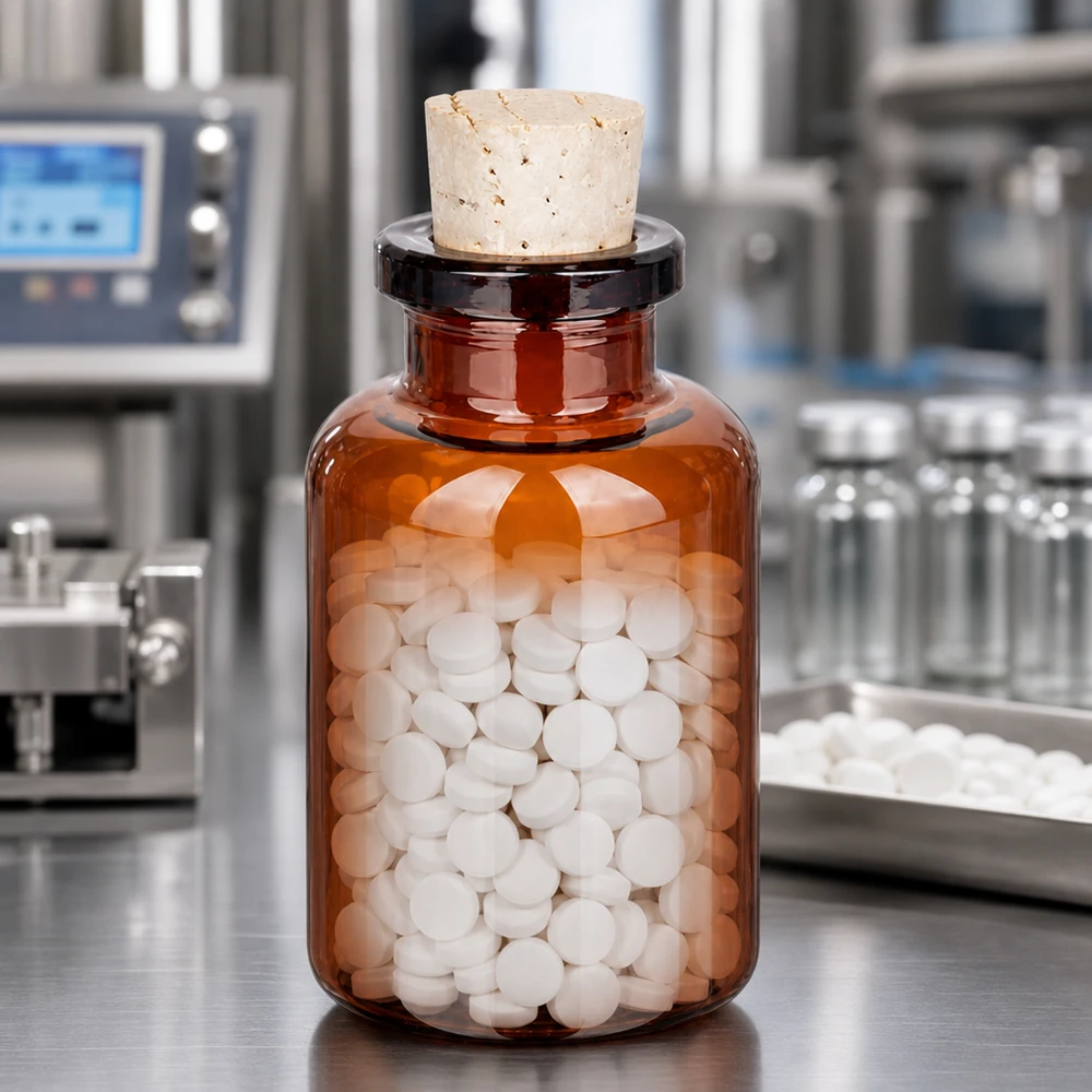 Braunglas Vorratsflasche 20ml mit Korken 11/14mm für Pharmaindustrie und Produktion