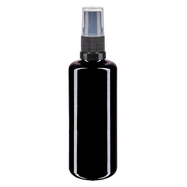 Apothekenflasche violett 100ml Sprayaufsatz schwarz Apothekenflasche violett 100ml Sprayaufsatz schwarz