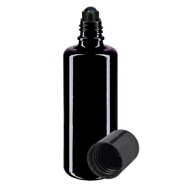 Apothekenflasche viol 100ml Roll-On Verschluss schwarz