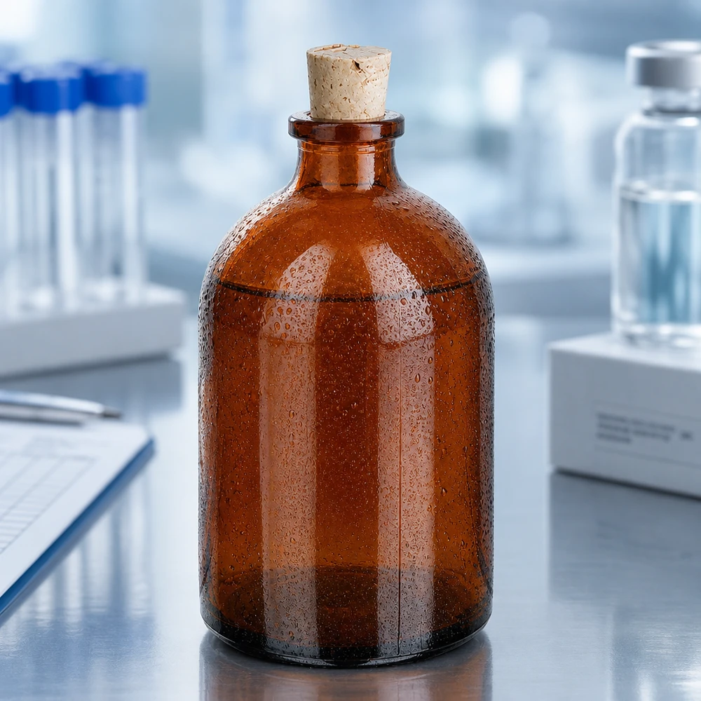 Flasche Braunglas 100ml mit Korken 11/14mm Pharmazeutische Braunglasflasche 100ml mit luftdichtem Korken für sichere Substanzlagerung