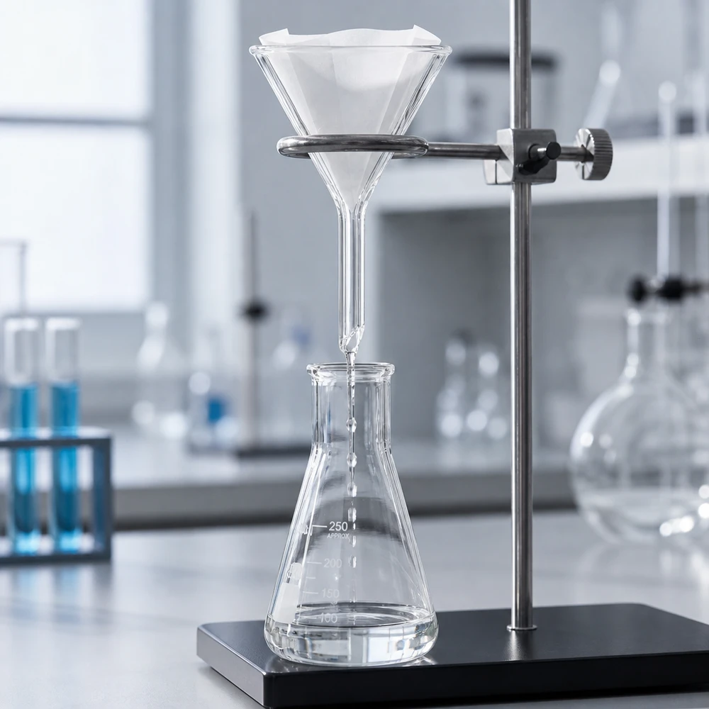 Trichter ø45mm Kalk-Soda, Winkel 60°, Kurzstil Kurzstieliger Glastrichter 45mm optimal für beengte Arbeitsbereiche und kleine Gefäße
