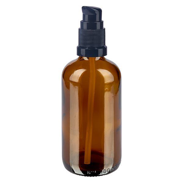 Apothekenflasche braun 100ml PumpVerschluss schwarz Standard Apothekenflasche braun 100ml PumpVerschluss schwarz Standard