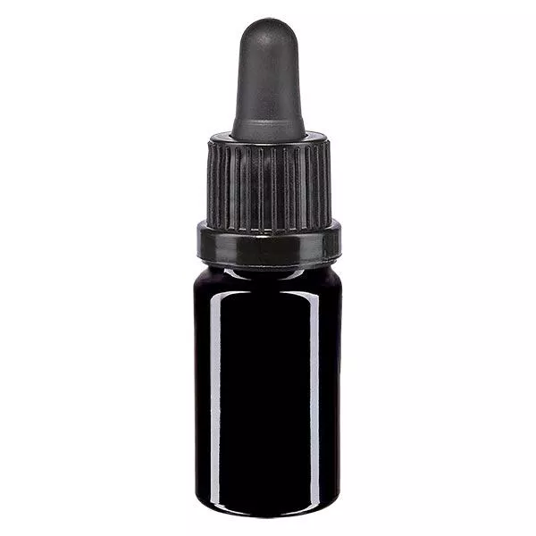 Apothekenflasche violett 5ml Pipette schwarz Originalitätsverschluss Apothekenflasche violett 5ml Pipette schwarz Originalitätsverschluss