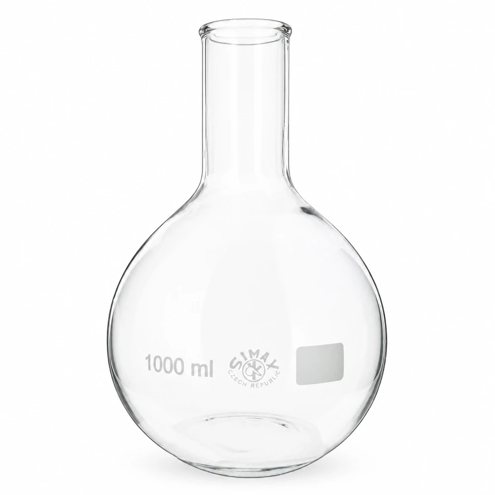 Stehkolben 1000ml Enghals Kugelförmiger Glaskolben 1000ml Enghals mit graduierter Volumenmarkierung für das Labor