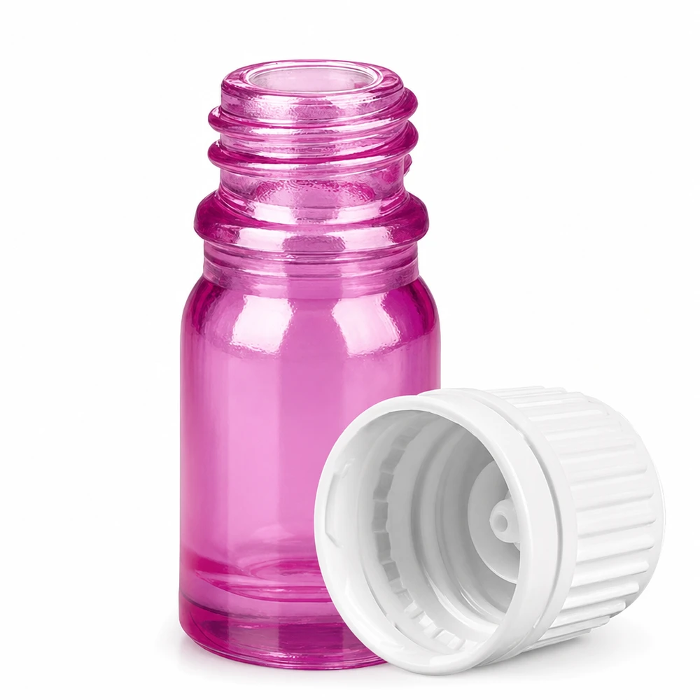 5ml Flasche 11mm Schraubverschluss weiss Originalität Schraubverschlusserschluss PurpleLine UT18/5 Handliche 5ml Violettglas-Flasche mit UT18 Gewinde und kindersicherem weißen Verschluss