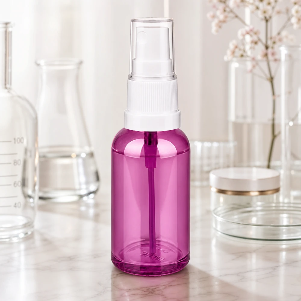 30ml Sprayflasche weiss/transparent Standard PurpleLine UT18/30 Kompakte 30ml Glasflasche in elegantem Purpur mit professionellem Sprühkopf