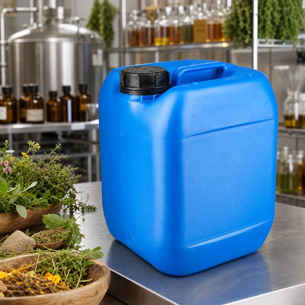 Stapelbarer Kunststoffkanister 5 Liter in Blau mit auslaufsicherem OV Verschluss
