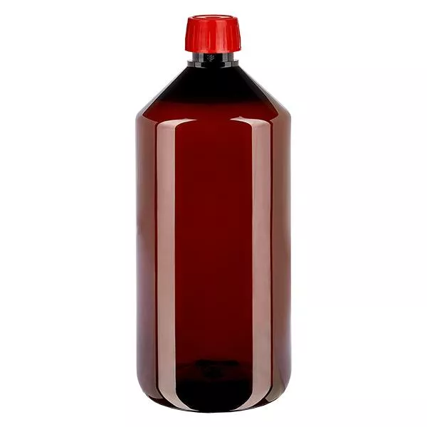 PET Flasche 1000ml mit EntgasungsVerschluss rot