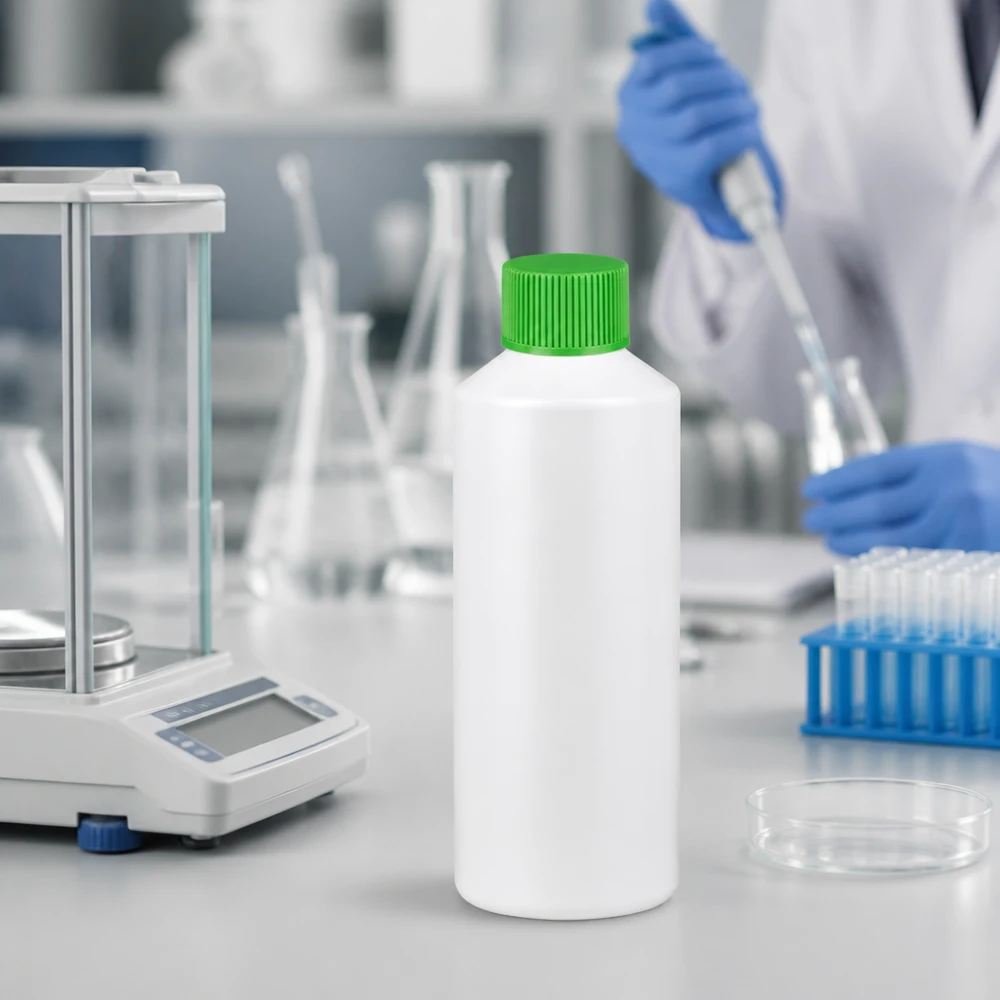 Lebensmittelechte HDPE Apothekenflasche 100ml Weiß mit grünem SV für sichere Chemikalienaufbewahrung