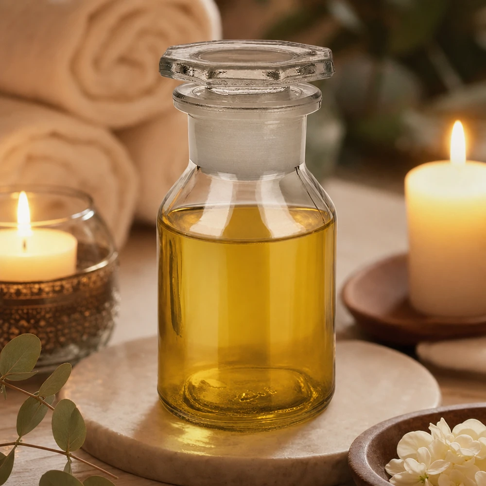 50ml Weithals Glasflasche klar mit eingeschliffenem Stopfen für Spa und Wellnessprodukte