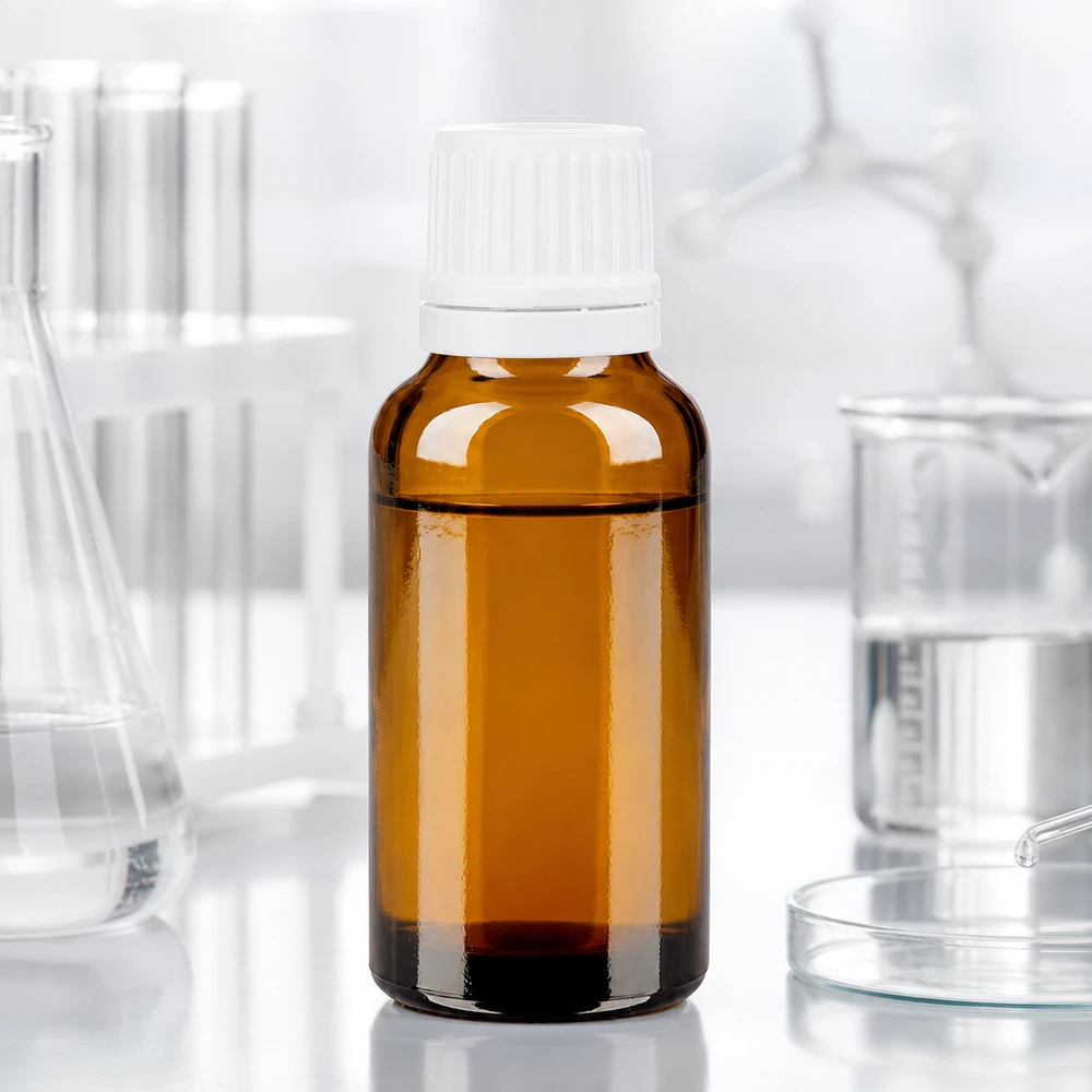 Kleine braune Tropfflasche 20ml mit OV-Verschluss weiß für Pharmazie und Medizin