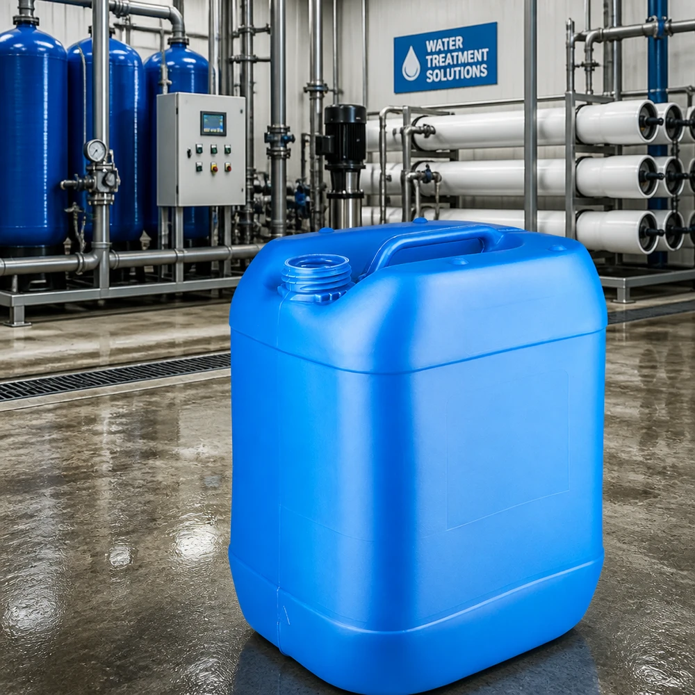 Leichtgewichtiger 20L Industriekanister blau mit breitem Schraubgewinde oben