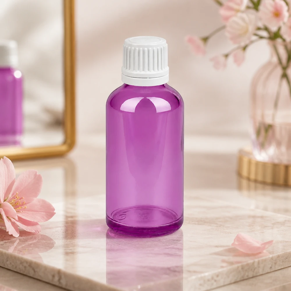 50ml Flasche 11mm Schraubverschluss weiss Originalität Schraubverschlusserschluss PurpleLine UT18/50 Premium 50ml Violettglasflasche mit weißem SV Verschluss für Aromatherapie und Wellness