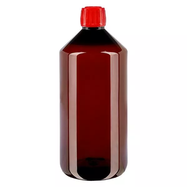 PET Flasche 1000ml mit rotem Verschluss Originalitätsverschluss PET Flasche 1000ml mit rotem Verschluss Originalitätsverschluss