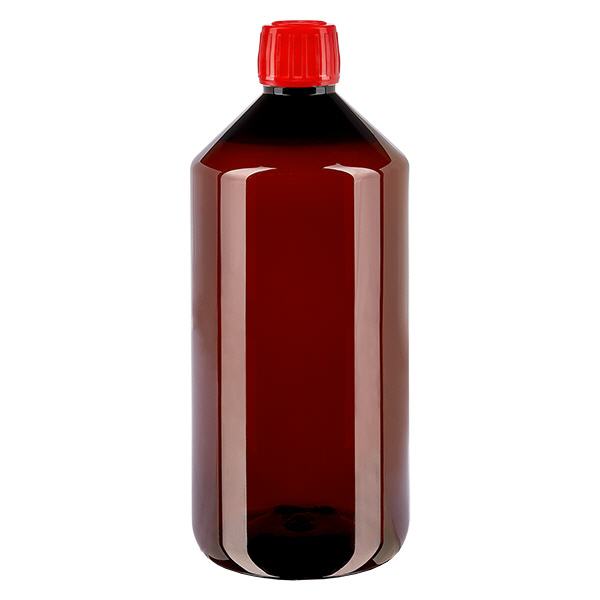 PET Flasche 1000ml mit rotem Verschluss Originalitätsverschluss