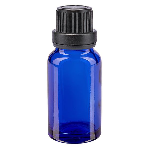 Apothekenflasche blau 10ml Tropfverschluss Giessring 2mm schwarz Originalitätsverschluss