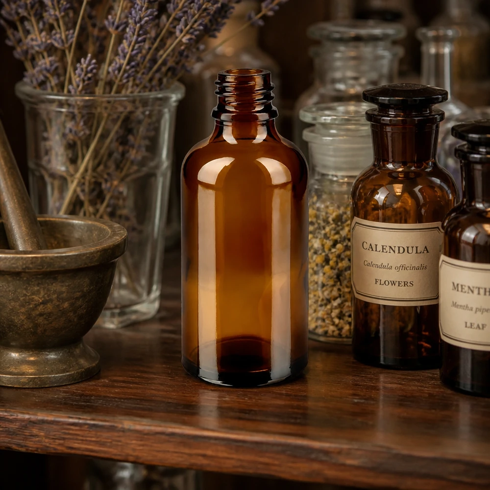 Tropfflasche 50 ml DIN 18 aus Braunglas Braune 50ml Glasflasche ApoGlas mit praktischem Schraubverschluss für einfache Dosierung