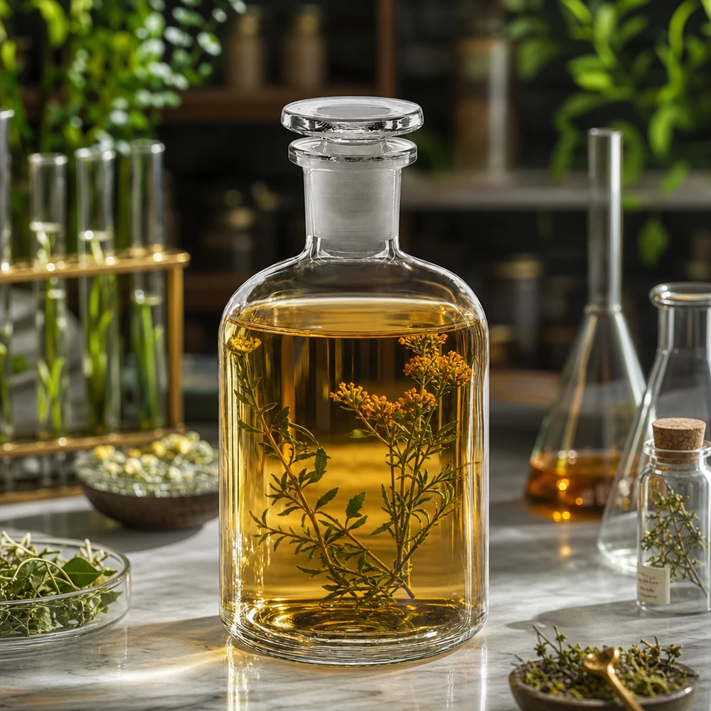 Rundschulterflasche 250ml klar Enghals Glasstopfen 250ml Glasflasche Rundschulter klar mit Stopfen für ätherische Öle und Tinkturen