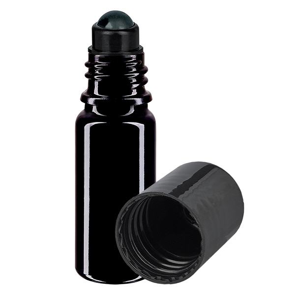 Apothekenflasche violett 10ml Roll-On Verschluss schwarz