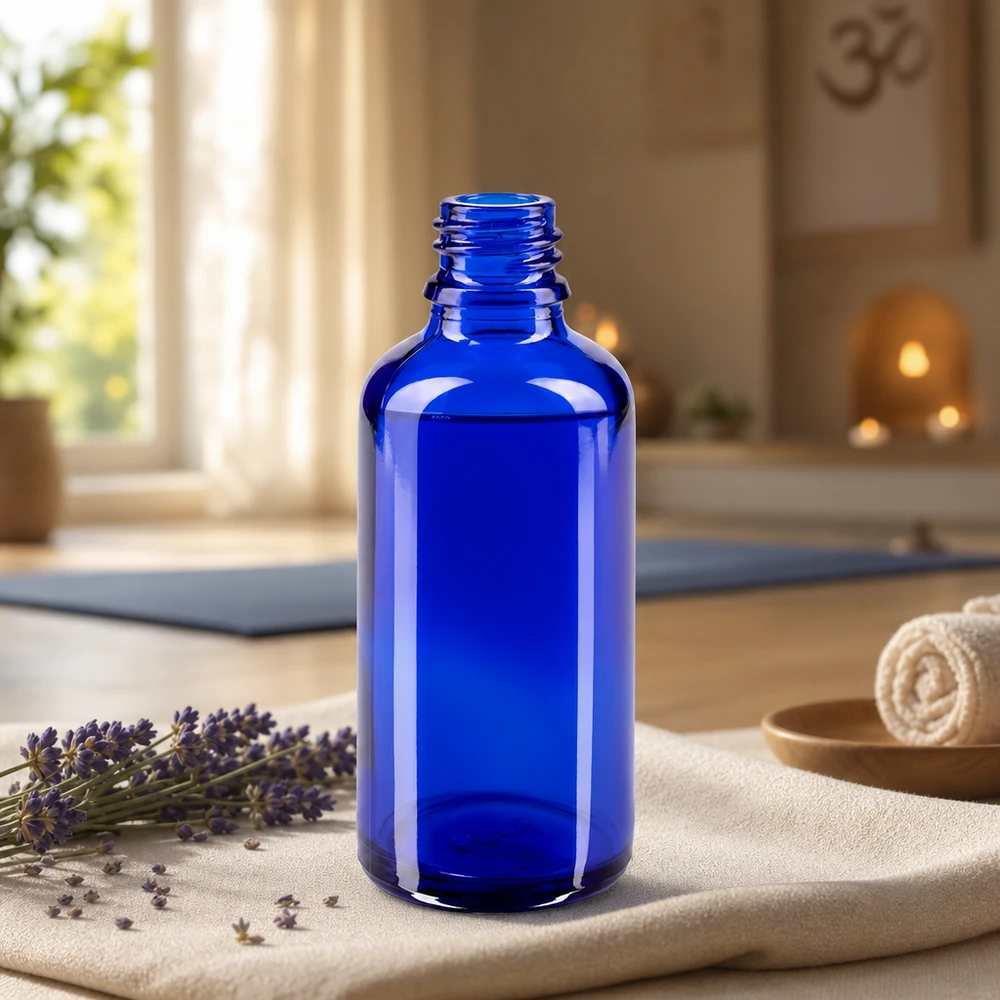 Tropfflasche 50ml DIN 18 BLAUGLAS Robuste blaue ApoGlas Flasche 50ml mit UV-Schutz für sichere Aufbewahrung von Naturprodukten