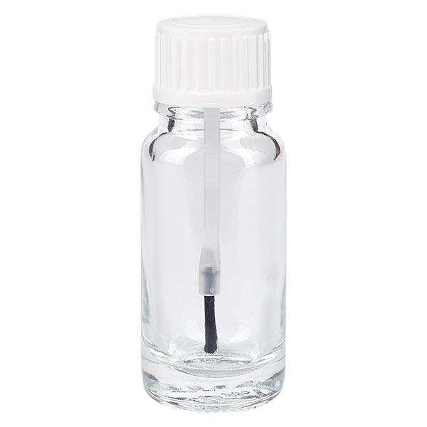 Apothekenflasche klar 10ml Schraubverschluss weiß Pinsel Apothekenflasche klar 10ml Schraubverschluss weiß Pinsel