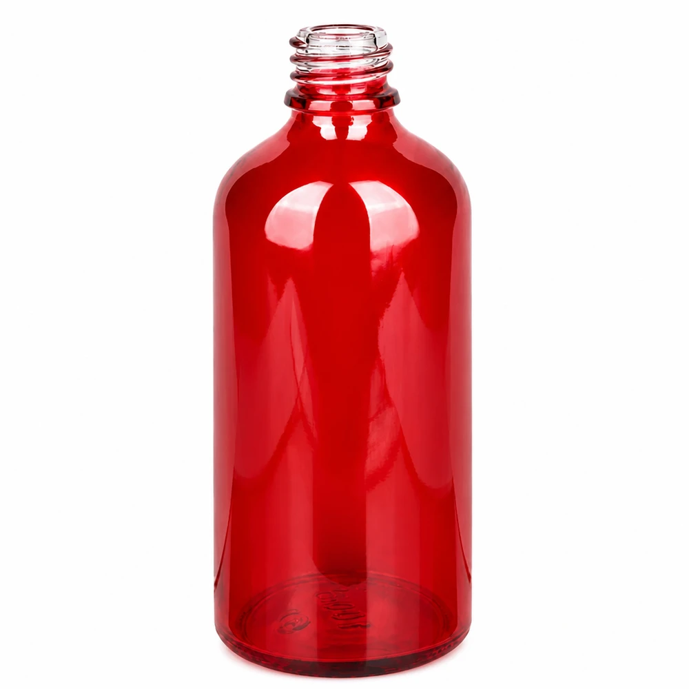 100ml Apothekenflasche RedLine UT18/100 UNiTWIST Hochwertige Glasflasche RedLine UT18/100 in transparentem Rot für Medikamente