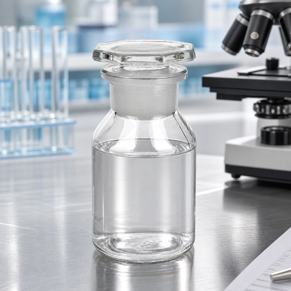 Steilbrustflasche Weithals 50ml aus klarem Glas mit luftdichtem Stopfen für chemische Laboranwendungen